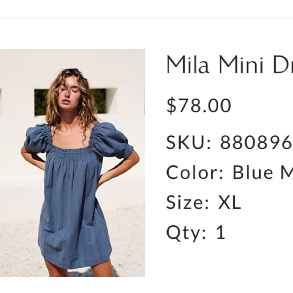 Free People Blue Mini Dress